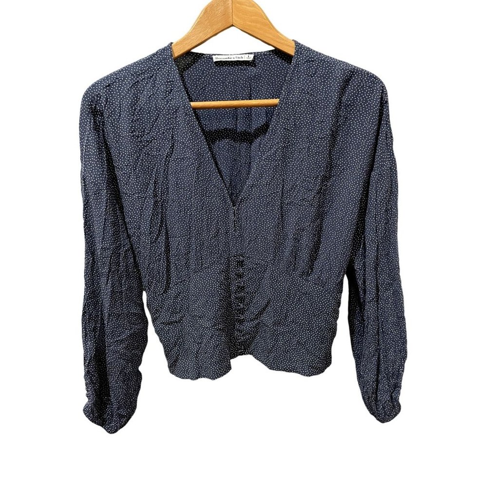 ABERCROMBIE & FITCH BLUE POLKA DOT TOP‎ BLOUSE SIZE LARGE | EP